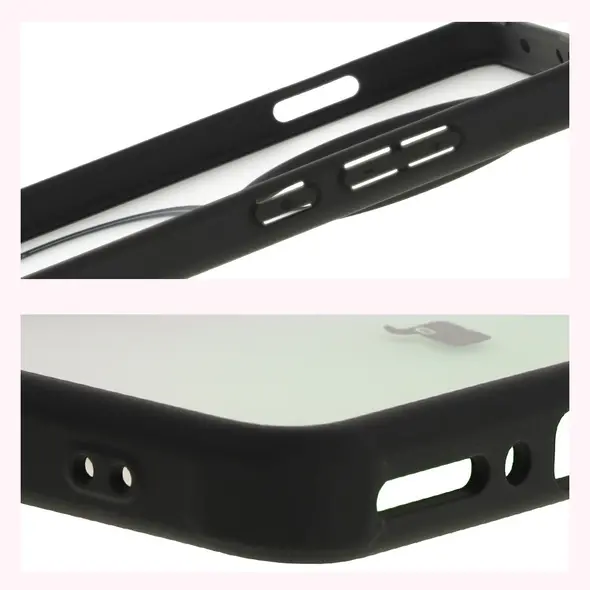 Etui z pierścieniem magnetycznym Bizon Case MatteO do OnePlus 13 półprzezroczyste z czarną ramką