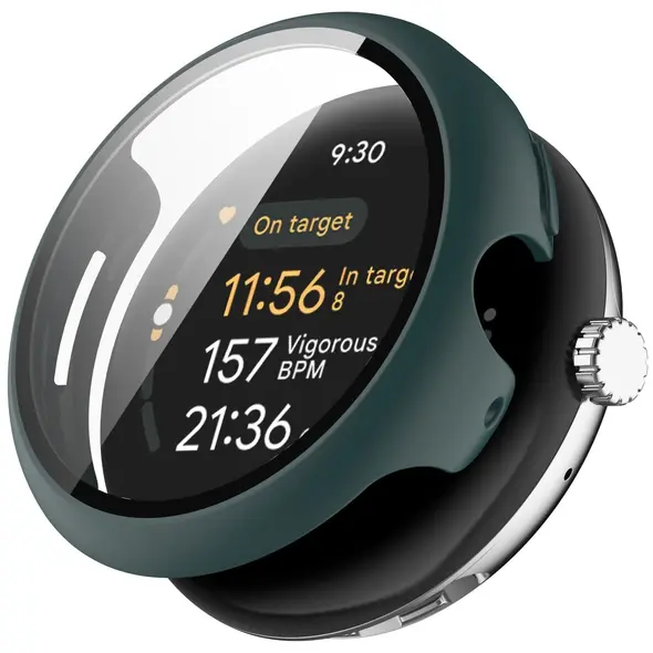 Etui ze szkłem do zegarka Bizon Case+Glass Watch do Google Pixel Watch 3 41mm zielone