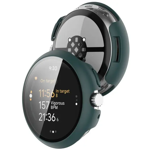 Etui ze szkłem do zegarka Bizon Case+Glass Watch do Google Pixel Watch 3 41mm zielone