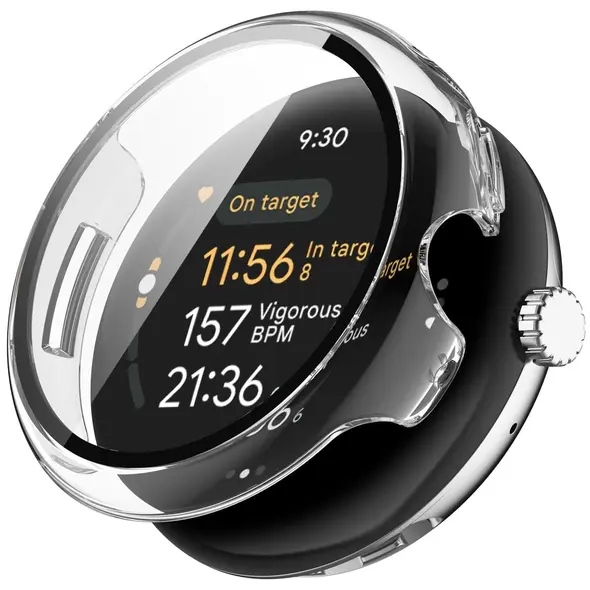 Etui ze szkłem do zegarka Bizon Case+Glass Watch do Google Pixel Watch 3 45mm przeźroczyste