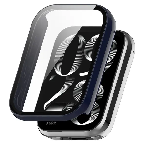 Etui ze szkłem do zegarka Bizon Case+Glass Watch do Xiaomi Mi Smart Band 9 Pro niebieskie