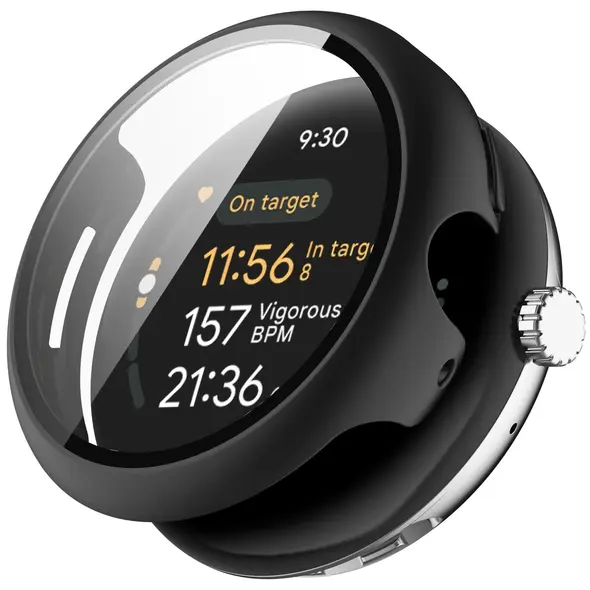 Etui ze szkłem do zegarka Bizon Case+Glass Watch do Google Pixel Watch 3 45mm czarne