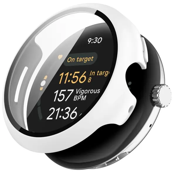 Etui ze szkłem do zegarka Bizon Case+Glass Watch do Google Pixel Watch 3 41mm białe