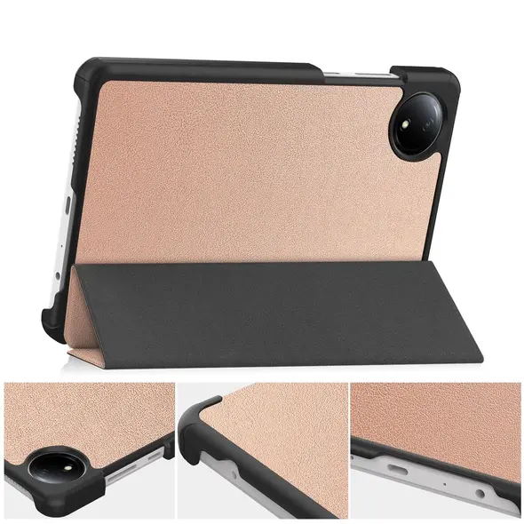 Etui z klapką Bizon Case Tab Croc do Xiaomi Redmi Pad SE 8.7 różowozłote