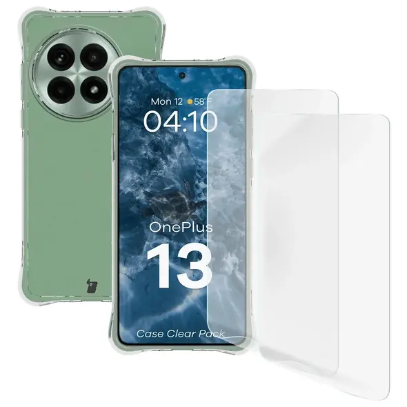 Etui + 2x folia na ekran Bizon Case Clear Pack do OnePlus 13