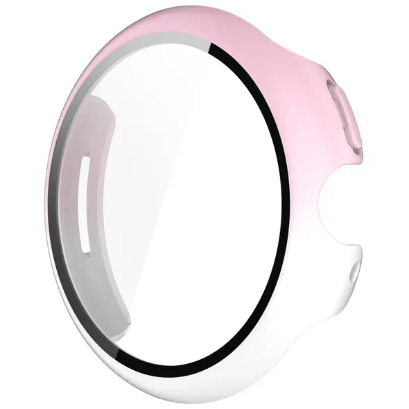 Etui ze szkłem do zegarka Bizon Case+Glass Watch do Google Pixel Watch 3 41mm białoróżowe