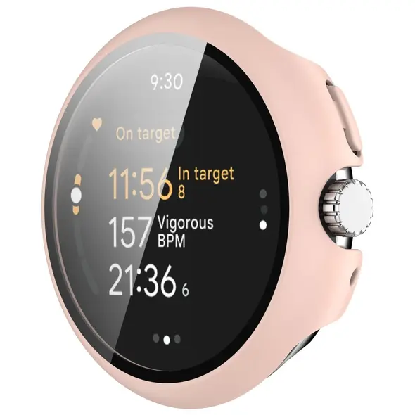 Etui ze szkłem do zegarka Bizon Case+Glass Watch do Google Pixel Watch 3 45mm różowe