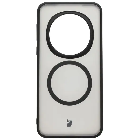 Etui z pierścieniem magnetycznym Bizon Case MatteO do Honor Magic7 Pro półprzezroczyste z czarną ramką
