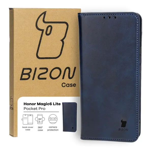 Etui z klapką Bizon Case Pocket Pro do Honor Magic6 Lite granatowe