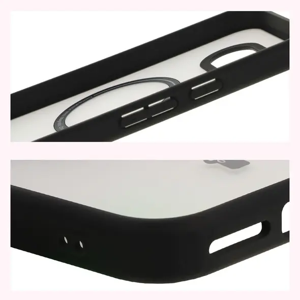 Etui z pierścieniem magnetycznym Bizon Case MatteO do Google Pixel 9a półprzezroczyste z czarną ramką