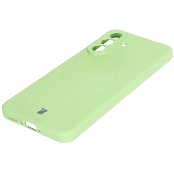 Silikonowe etui z pierścieniem magnetycznym Bizon Case Silicone Magnetic Sq do Samsung Galaxy A56 5G jasnozielone