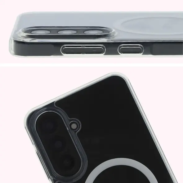 Etui z pierścieniem magnetycznym Bizon Case CrystalO do Samsung Galaxy A56 5G przezroczyste