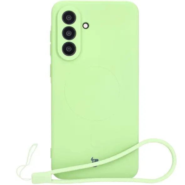 Silikonowe etui z pierścieniem magnetycznym Bizon Case Silicone Magnetic Sq do Samsung Galaxy A56 5G jasnozielone
