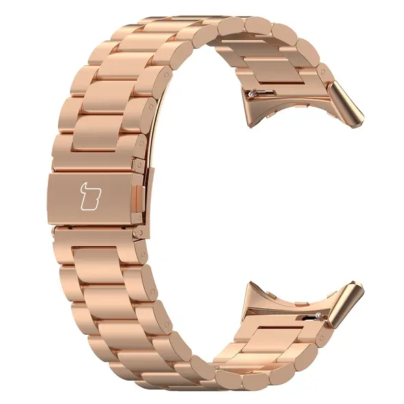 Pasek ze stali nierdzewnej Bizon Strap Watch Aura do Google Pixel Watch 3 45 mm różowozłoty