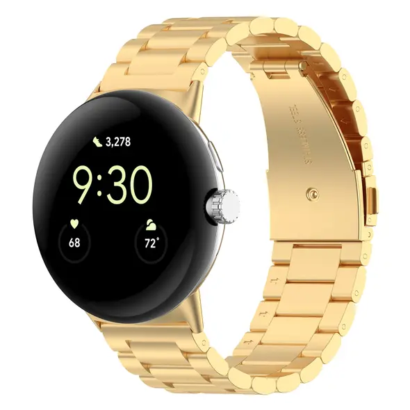 Pasek ze stali nierdzewnej Bizon Strap Watch Aura do Google Pixel Watch 3 45 mm złoty