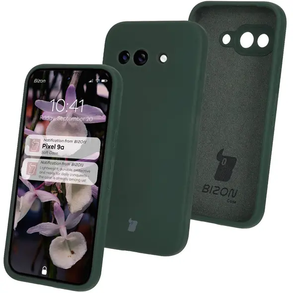 Silikonowe etui Bizon Soft Case do Google Pixel 9a ciemnozielone