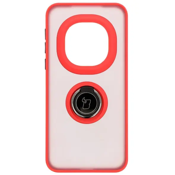 Etui z uchwytem na palec Bizon Case Hybrid Ring do Honor Magic7 Pro przydymione z czerwoną ramką
