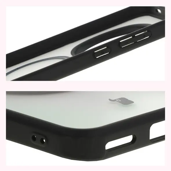 Etui z pierścieniem magnetycznym Bizon Case MatteO do Honor Magic7 Pro półprzezroczyste z czarną ramką
