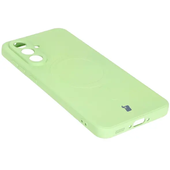 Silikonowe etui z pierścieniem magnetycznym Bizon Case Silicone Magnetic Sq do Samsung Galaxy A56 5G jasnozielone