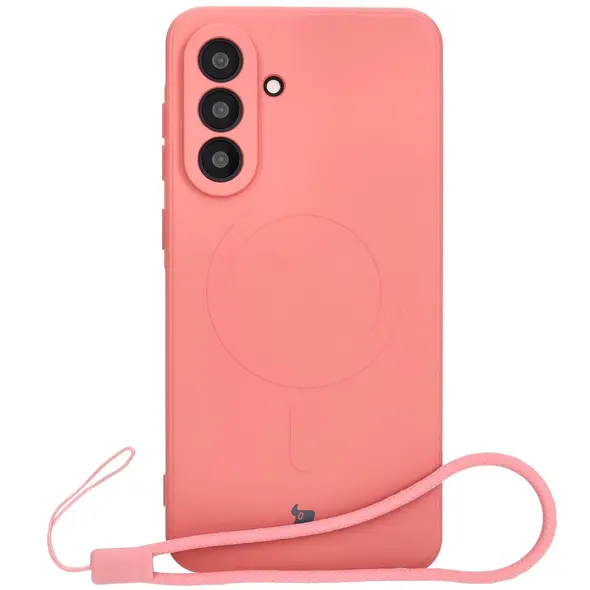 Silikonowe etui z pierścieniem magnetycznym Bizon Case Silicone Magnetic Sq do Samsung Galaxy A56 5G brudnoróżowe