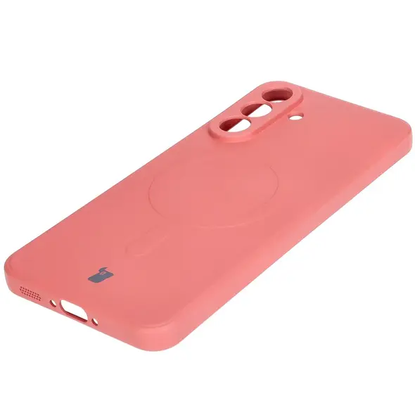 Silikonowe etui z pierścieniem magnetycznym Bizon Case Silicone Magnetic Sq do Samsung Galaxy A56 5G brudnoróżowe