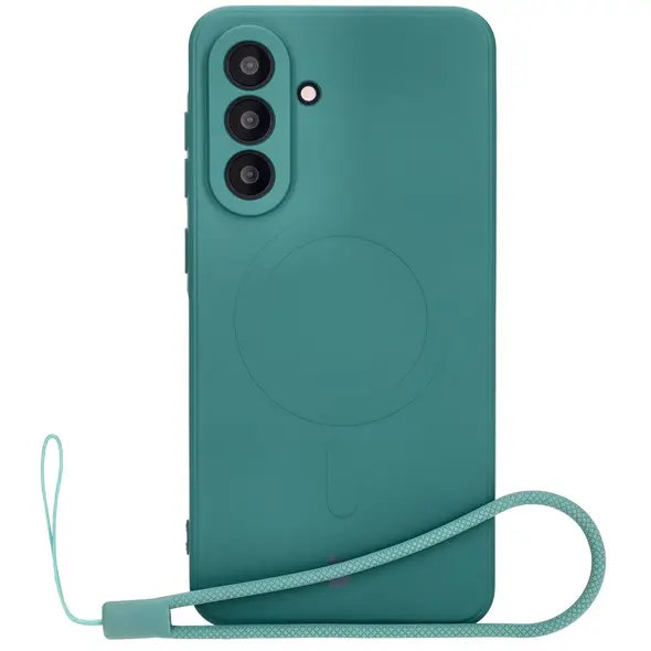 Silikonowe etui z pierścieniem magnetycznym Bizon Case Silicone Magnetic Sq do Samsung Galaxy A56 5G ciemnozielone