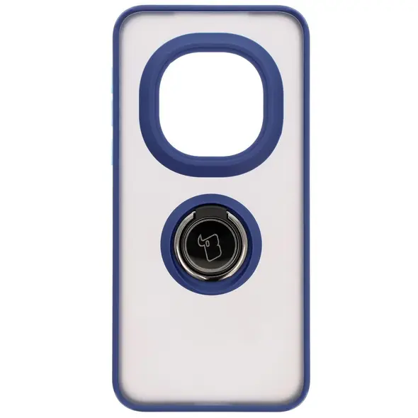 Etui z uchwytem na palec Bizon Case Hybrid Ring do Honor Magic7 Pro przydymione z granatową ramką