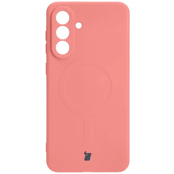 Silikonowe etui z pierścieniem magnetycznym Bizon Case Silicone Magnetic Sq do Samsung Galaxy A56 5G brudnoróżowe
