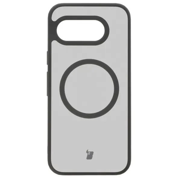 Etui z pierścieniem magnetycznym Bizon Case MatteO do Google Pixel 9a półprzezroczyste z czarną ramką