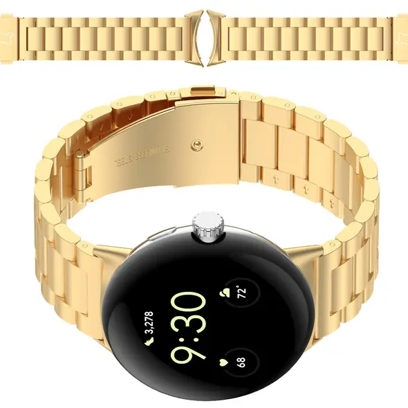 Pasek ze stali nierdzewnej Bizon Strap Watch Aura do Google Pixel Watch 3 45 mm złoty