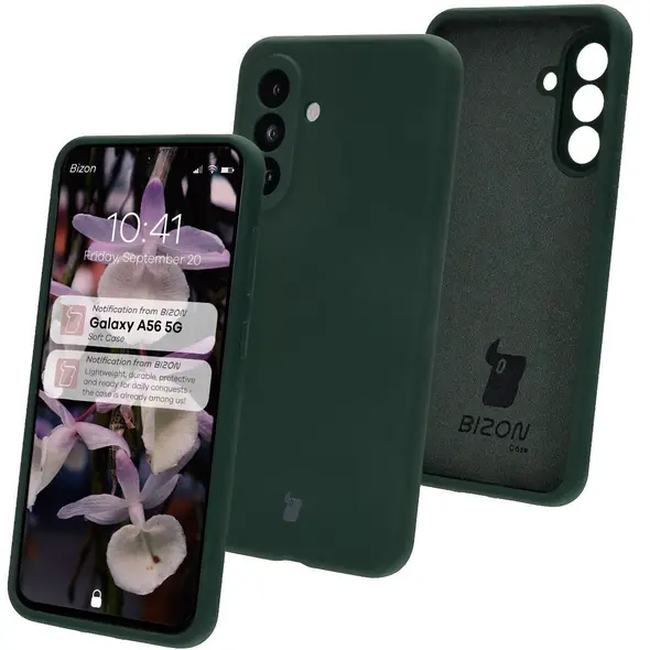 Silikonowe etui Bizon Soft Case do Samsung Galaxy A56 5G ciemnozielone