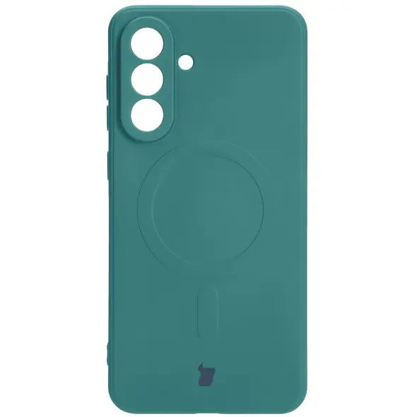 Silikonowe etui z pierścieniem magnetycznym Bizon Case Silicone Magnetic Sq do Samsung Galaxy A56 5G ciemnozielone