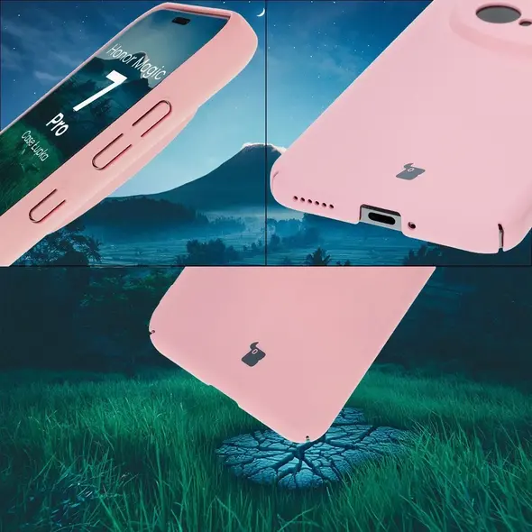 Etui Bizon Case Łupka do Honor Magic7 Pro różowe
