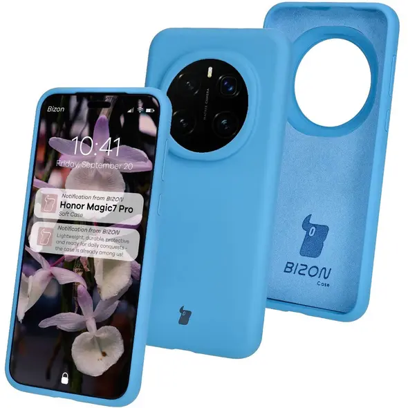 Silikonowe etui Bizon Soft Case do Honor Magic7 Pro niebieskie