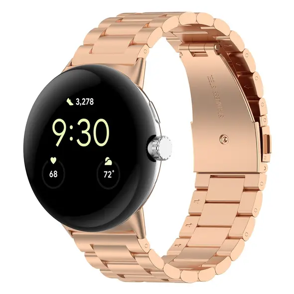 Pasek ze stali nierdzewnej Bizon Strap Watch Aura do Google Pixel Watch 3 45 mm różowozłoty