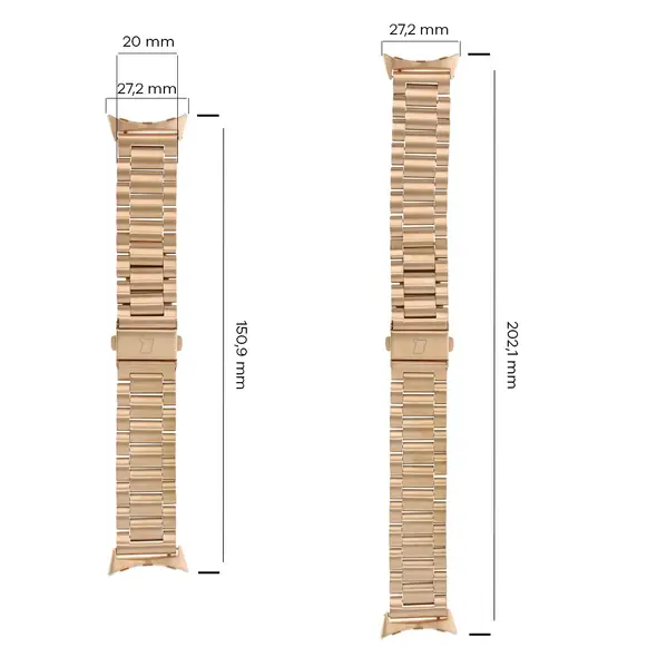 Pasek ze stali nierdzewnej Bizon Strap Watch Aura do Google Pixel Watch 3 / 2 / 1 41 mm różowozłoty