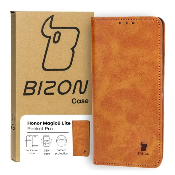 Etui z klapką Bizon Case Pocket Pro do Honor Magic6 Lite brązowe