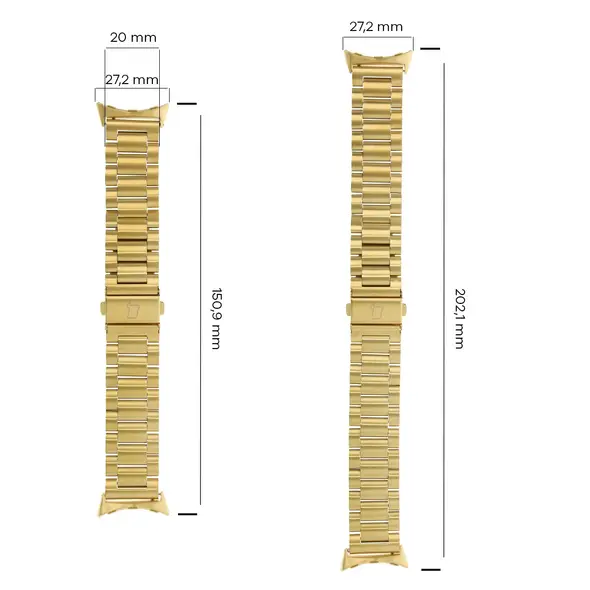 Pasek ze stali nierdzewnej Bizon Strap Watch Aura do Google Pixel Watch 3 / 2 / 1 41 mm złoty