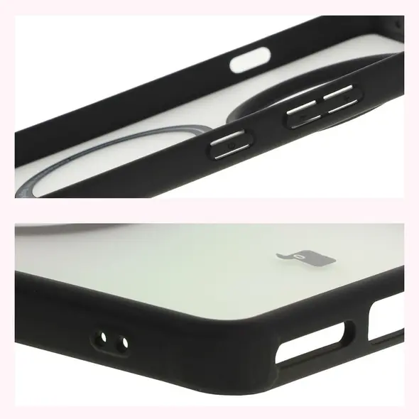 Etui z pierścieniem magnetycznym Bizon Case MatteO do OnePlus 13R półprzezroczyste z czarną ramką