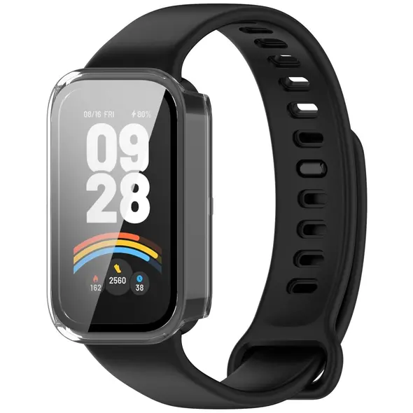 Etui ze szkłem do zegarka Bizon Case+Glass Watch do Xiaomi Smart Band 9 Active / Redmi Smart Band 3 przezroczyste