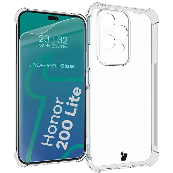 Etui + 2x folia na ekran Bizon Case Clear Pack do Honor 200 Lite przezroczyste