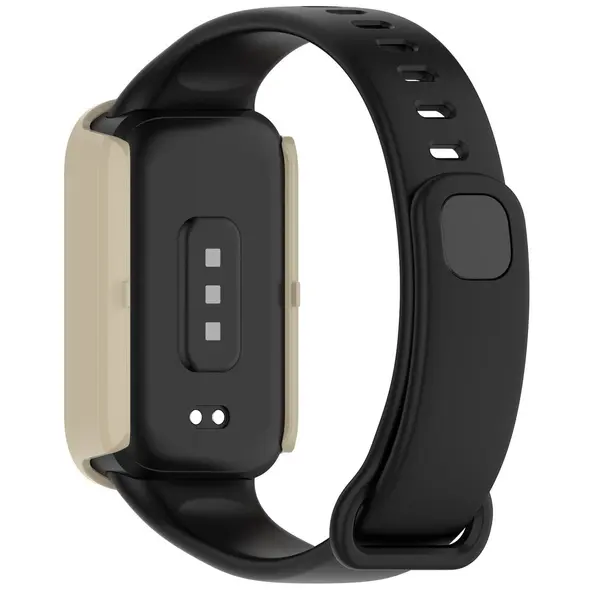 Etui ze szkłem do zegarka Bizon Case+Glass Watch do Xiaomi Smart Band 9 Active / Redmi Smart Band 3 beżowe