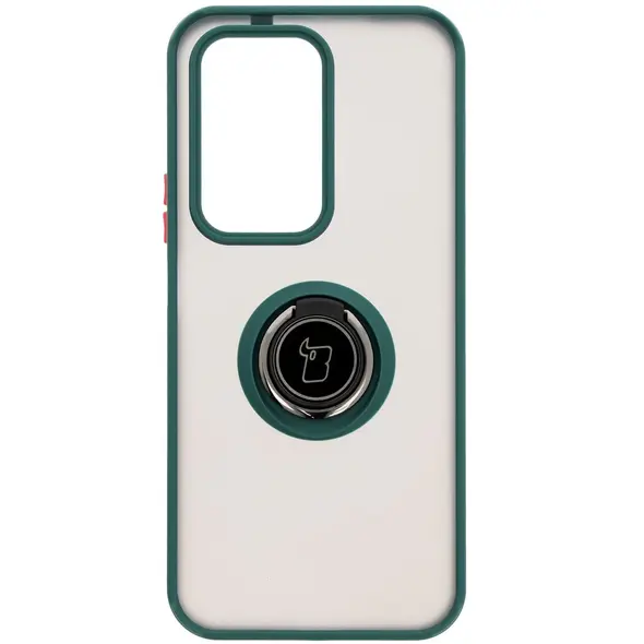 Etui z uchwytem na palec Bizon Case Hybrid Ring do Honor 200 Lite przydymione z ciemnozieloną ramką