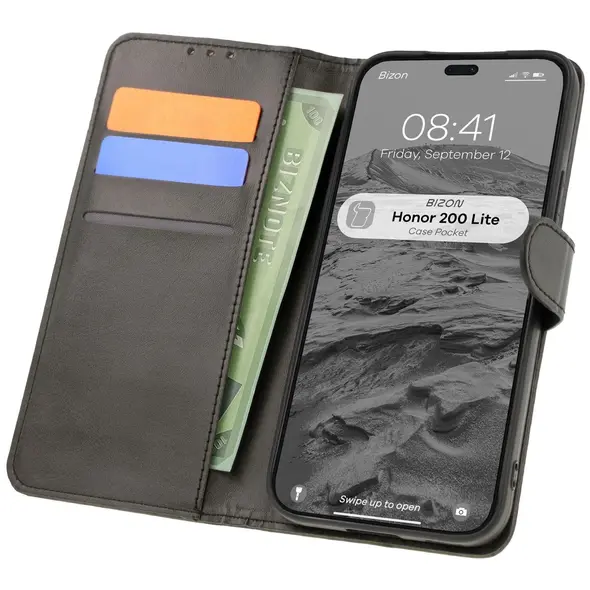 Etui z klapką Bizon Case Pocket do Honor 200 Lite czarne