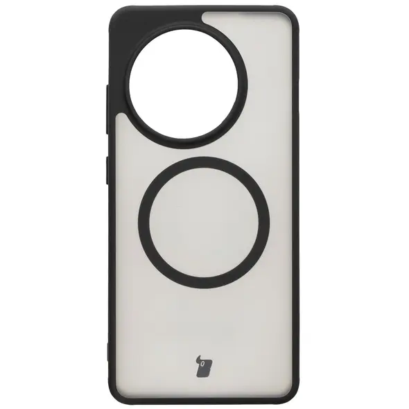 Etui z pierścieniem magnetycznym Bizon Case MatteO do OnePlus 13R półprzezroczyste z czarną ramką