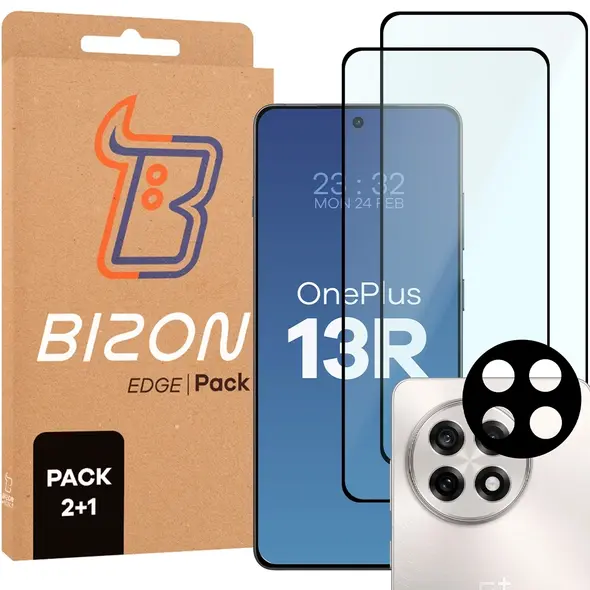 2x szkło na ekran + 1x na aparat Bizon Edge 2 Pack do OnePlus 13R