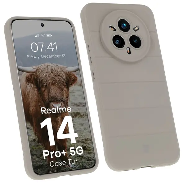 Pancerne etui Bizon Case Tur do Realme 14 Pro+ Plus 5G jasnoszare