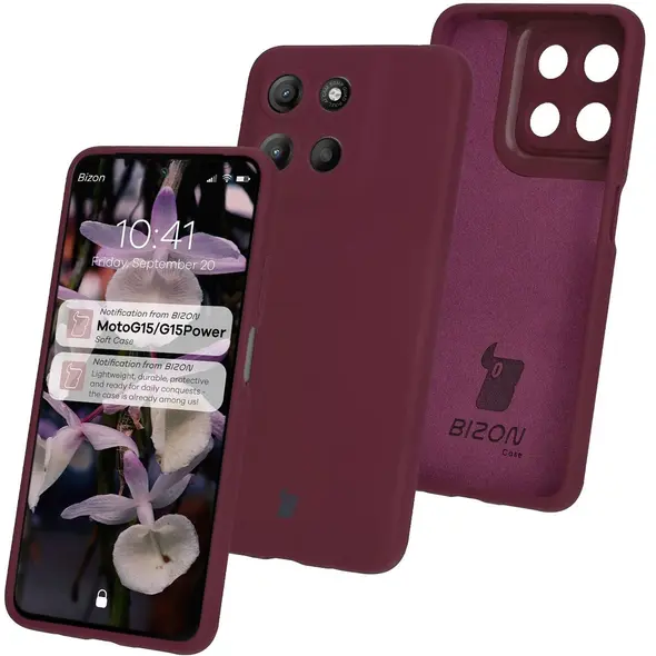 Silikonowe etui Bizon Soft Case do Motorola Moto G15 / G15 Power ciemnofioletowe