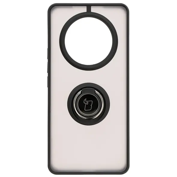 Etui z uchwytem na palec Bizon Case Hybrid Ring do Honor Magic7 Lite przydymione z czarną ramką