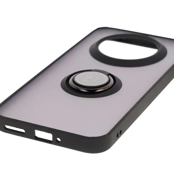 Etui z uchwytem na palec Bizon Case Hybrid Ring do Realme 14 Pro Plus 5G przydymione z czarną ramką